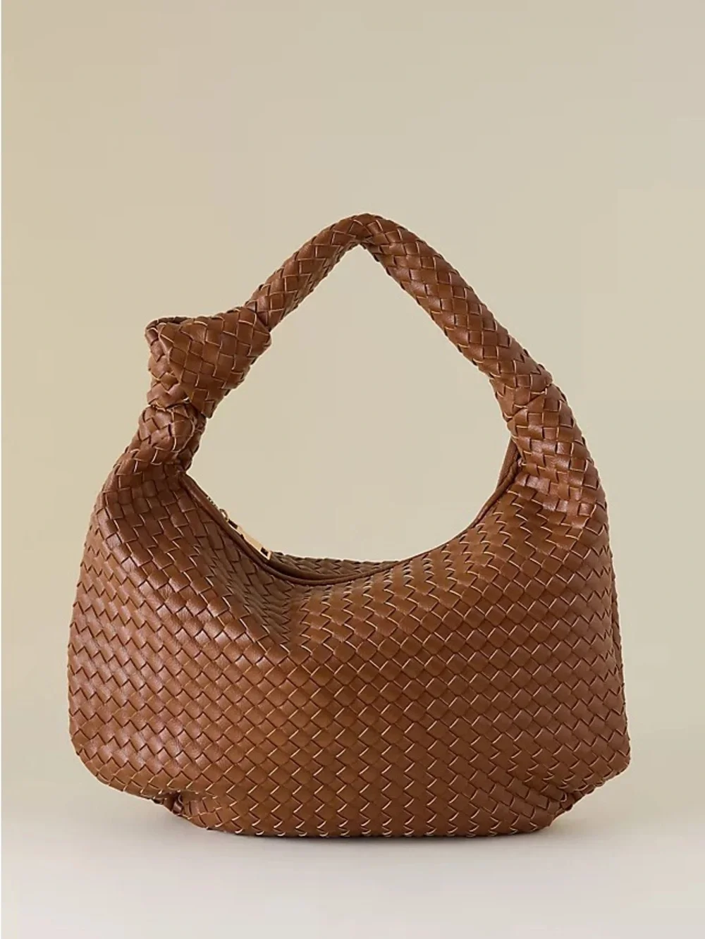 Melie Bianco Woven Hobo Shoulder Bag - Tan